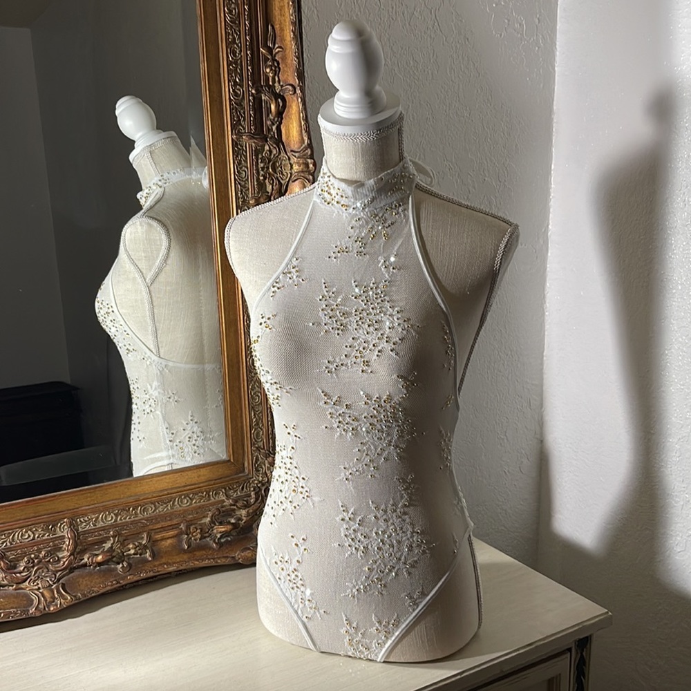 Showgirl Swarovski Encrusted Sheer Bodysuit